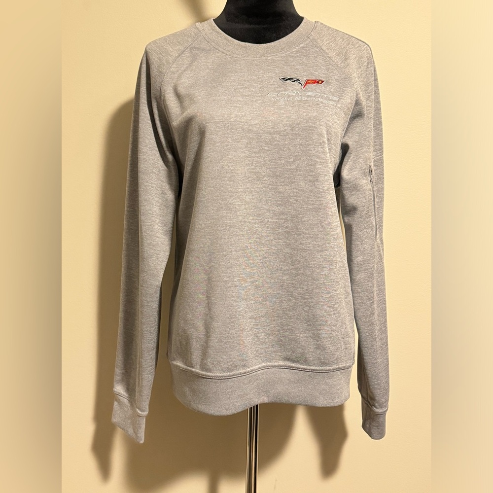 EUC Oeko-Tex Gray Corvette National Museum sleeve pocket sweater size SP